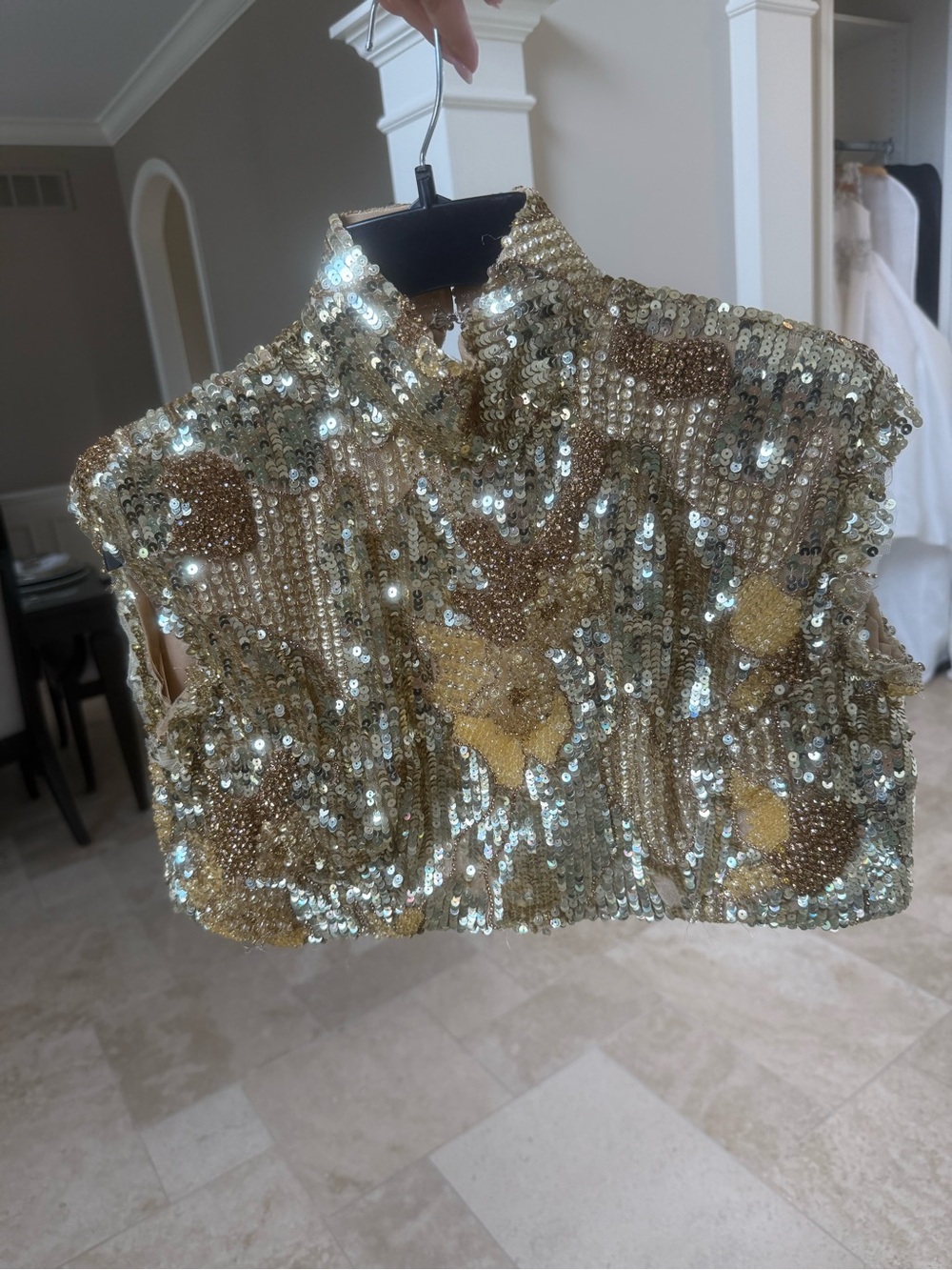 Albina dress Gold Sequin Off-Shoulder Evening Dress - Picture 3 of 4